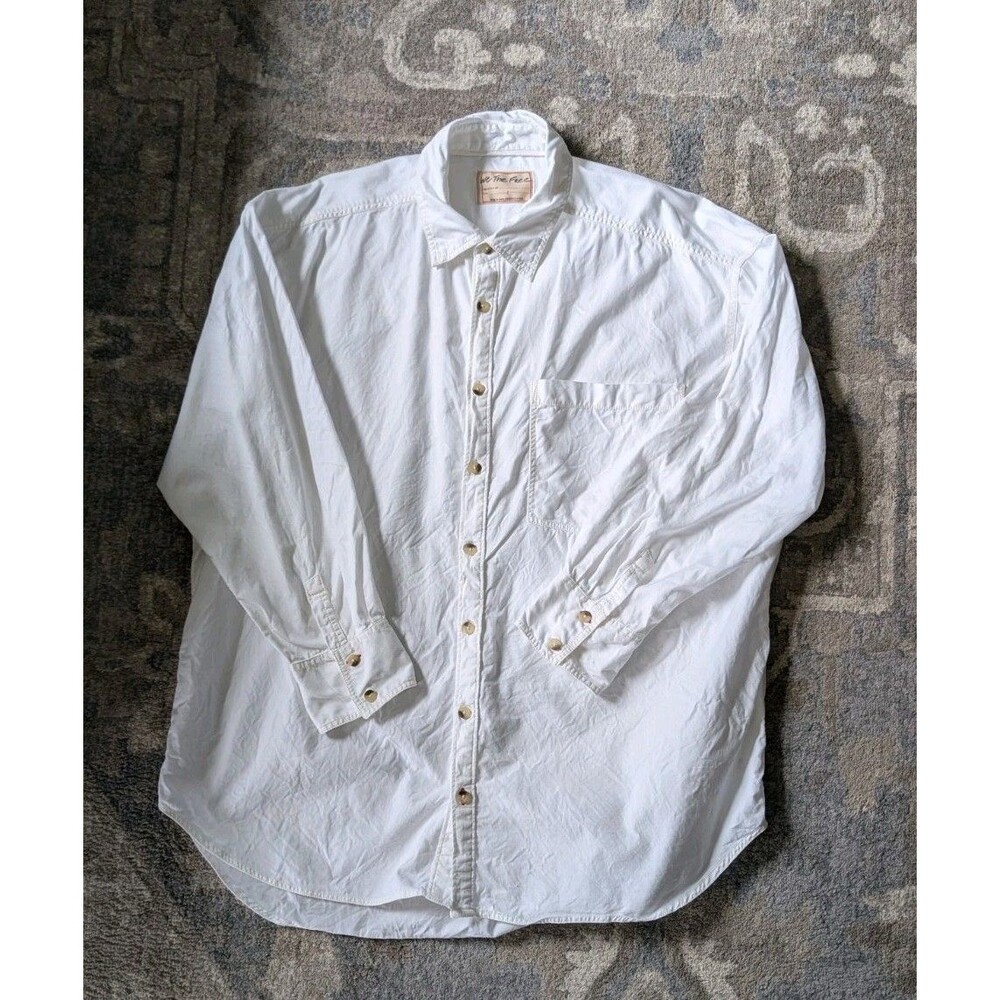 We The Free Men's Lg Oversized White Button Up Long Sleeve Shirt Pocket